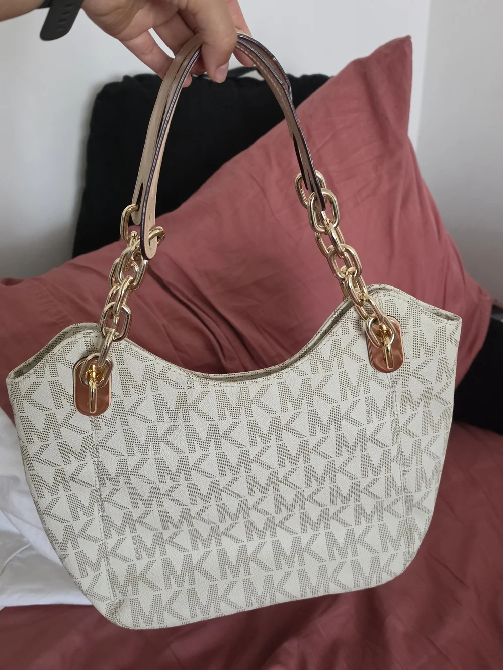 Michael Kors Ivory Logo Chain-Handle Shoulder Bag